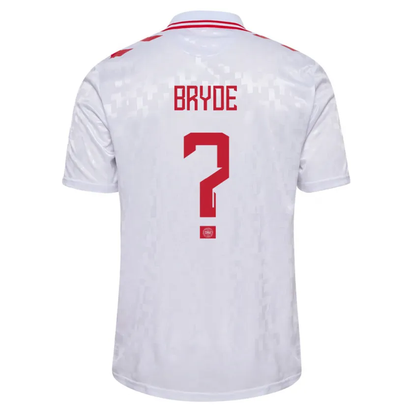 Danxen Femme Maillot Danemark Lucas Bryde #0 Blanc Tenues Extérieur 24-26 T-Shirt