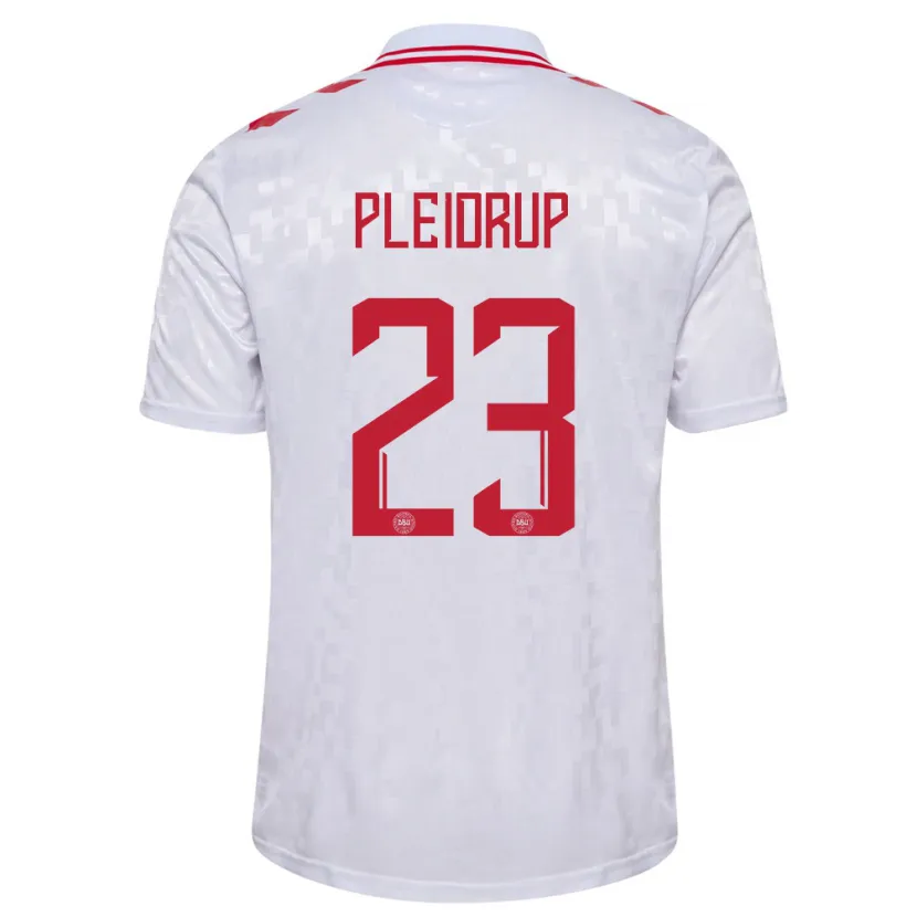 Danxen Femme Maillot Danemark Caroline Pleidrup #23 Blanc Tenues Extérieur 24-26 T-Shirt