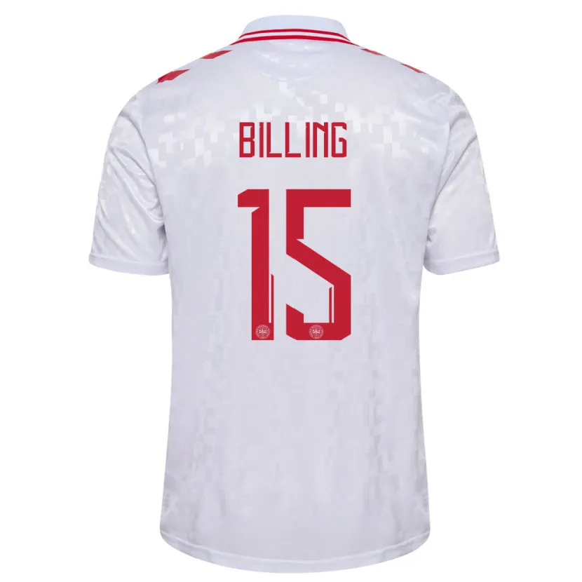 Danxen Femme Maillot Danemark Philip Billing #15 Blanc Tenues Extérieur 24-26 T-Shirt