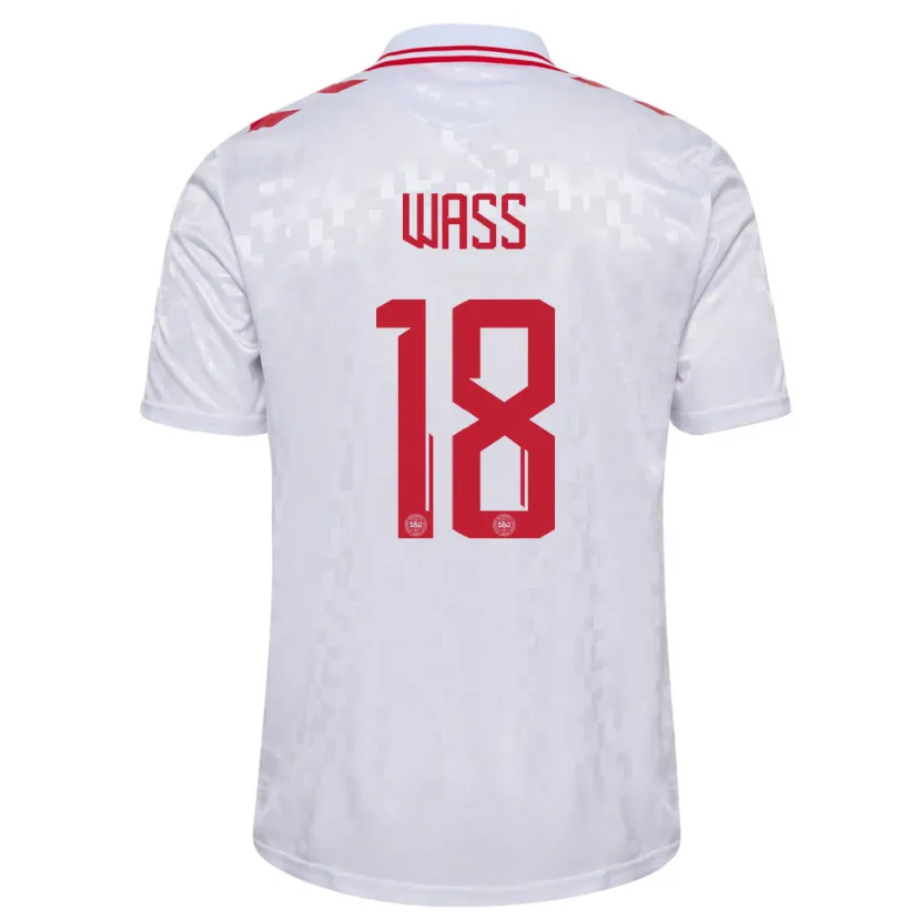 Danxen Femme Maillot Danemark Daniel Wass #18 Blanc Tenues Extérieur 24-26 T-Shirt