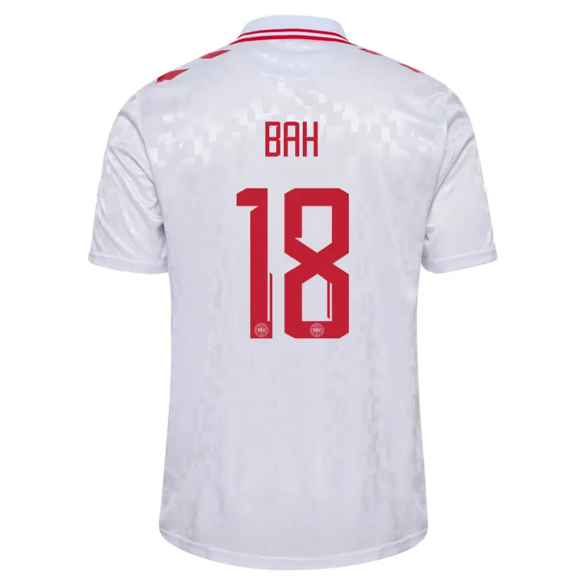 Danxen Femme Maillot Danemark Alexander Bah #18 Blanc Tenues Extérieur 24-26 T-Shirt