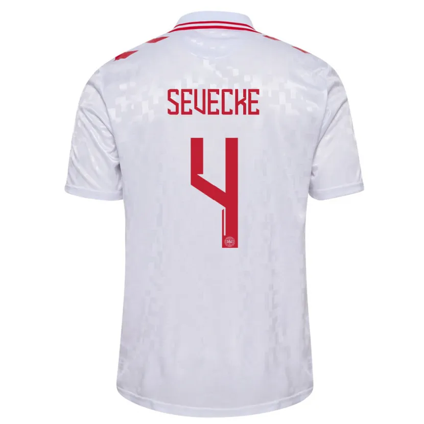 Danxen Femme Maillot Danemark Rikke Sevecke #4 Blanc Tenues Extérieur 24-26 T-Shirt