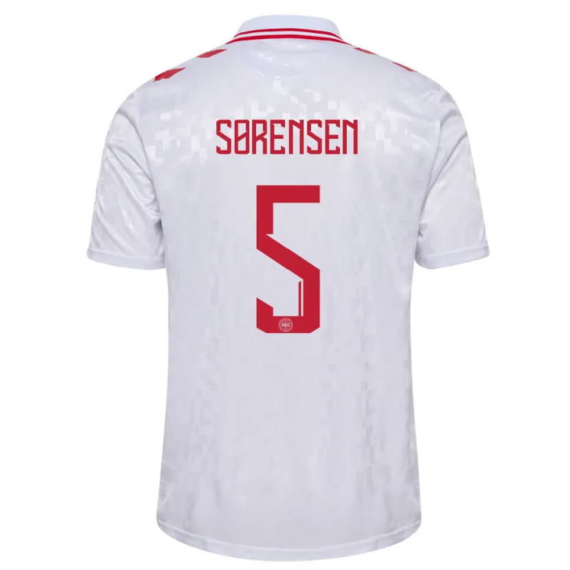 Danxen Femme Maillot Danemark Simone Boye Sorensen #5 Blanc Tenues Extérieur 24-26 T-Shirt