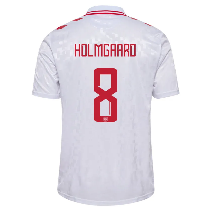 Danxen Femme Maillot Danemark Sara Holmgaard #8 Blanc Tenues Extérieur 24-26 T-Shirt