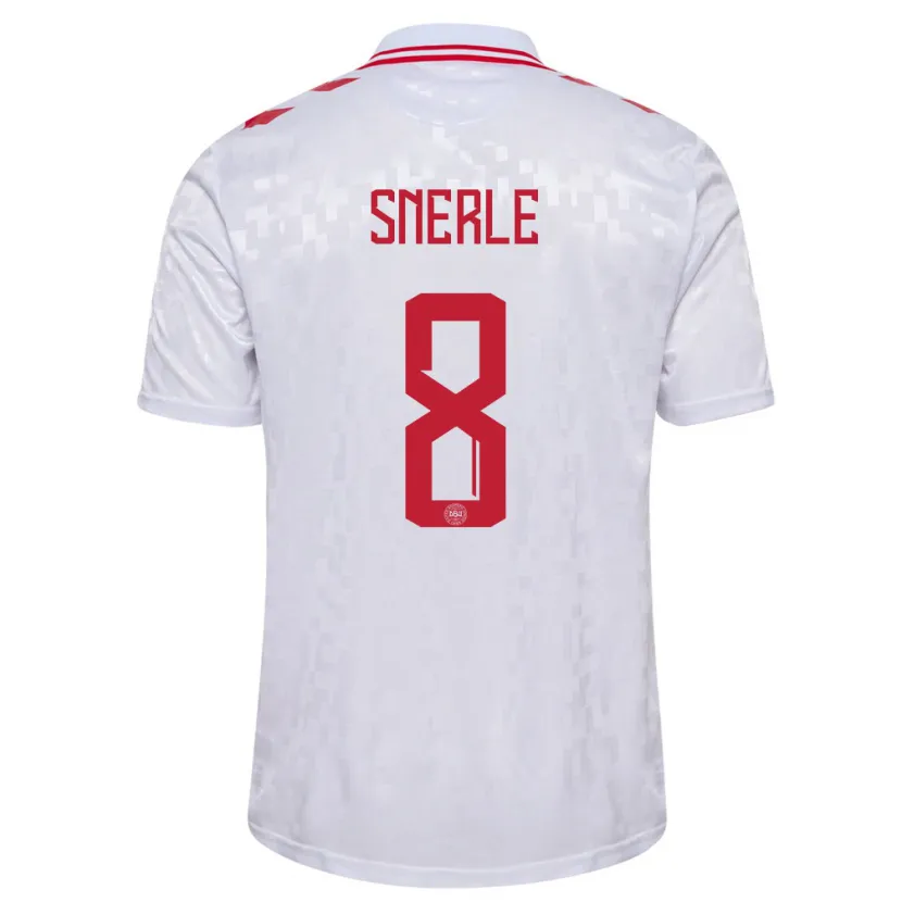 Danxen Femme Maillot Danemark Emma Snerle #8 Blanc Tenues Extérieur 24-26 T-Shirt