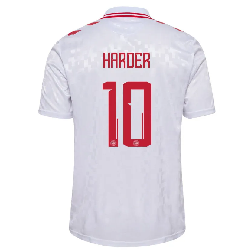 Danxen Femme Maillot Danemark Pernille Harder #10 Blanc Tenues Extérieur 24-26 T-Shirt