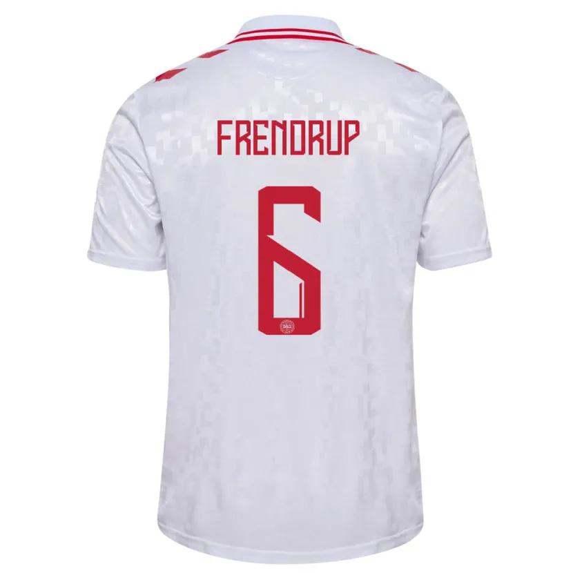 Danxen Femme Maillot Danemark Morten Frendrup #6 Blanc Tenues Extérieur 24-26 T-Shirt