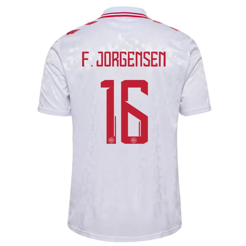Danxen Femme Maillot Danemark Filip Jorgensen #16 Blanc Tenues Extérieur 24-26 T-Shirt