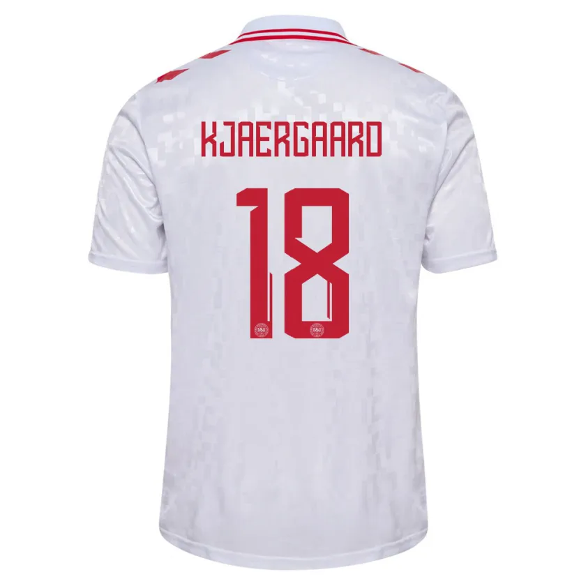 Danxen Femme Maillot Danemark Maurits Kjaergaard #18 Blanc Tenues Extérieur 24-26 T-Shirt
