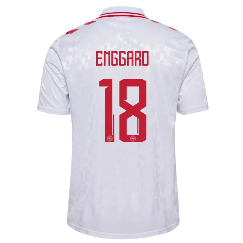 Danxen Femme Maillot Danemark Mads Enggard #18 Blanc Tenues Extérieur 24-26 T-Shirt