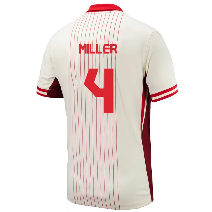 Danxen Femme Maillot Canada Kamal Miller #4 Blanc Tenues Extérieur 24-26 T-Shirt