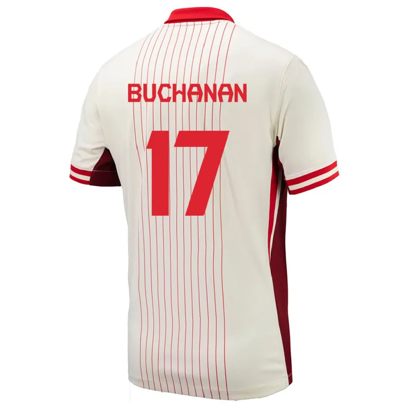 Danxen Femme Maillot Canada Tajon Buchanan #17 Blanc Tenues Extérieur 24-26 T-Shirt