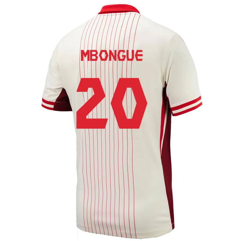 Danxen Femme Maillot Canada Hugo Mbongue #20 Blanc Tenues Extérieur 24-26 T-Shirt