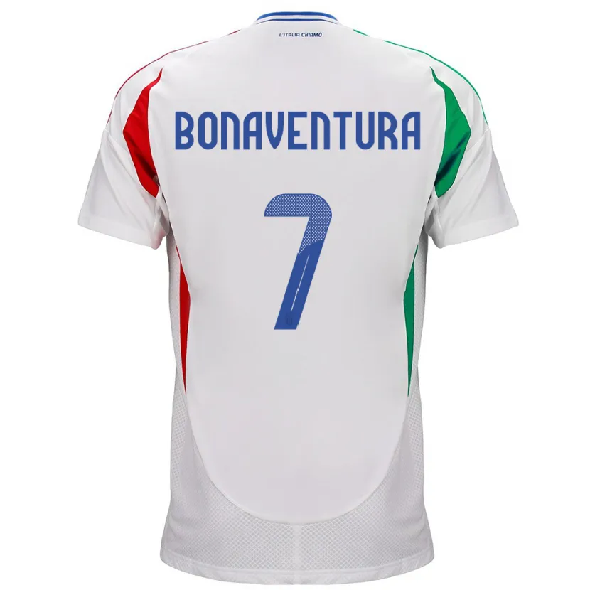 Danxen Femme Maillot Italie Giacomo Bonaventura #7 Blanc Tenues Extérieur 24-26 T-Shirt