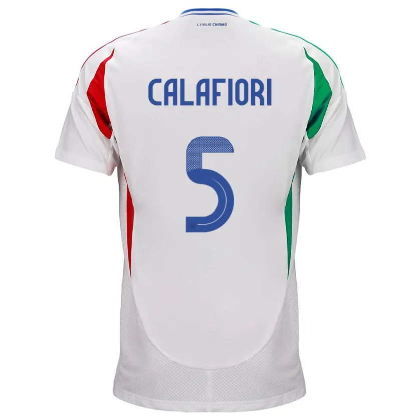 Danxen Femme Maillot Italie Riccardo Calafiori #5 Blanc Tenues Extérieur 24-26 T-Shirt
