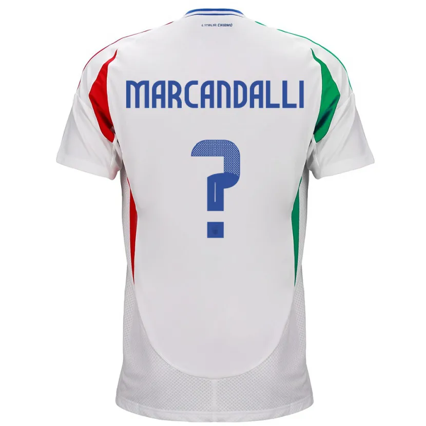 Danxen Femme Maillot Italie Alessandro Marcandalli #0 Blanc Tenues Extérieur 24-26 T-Shirt