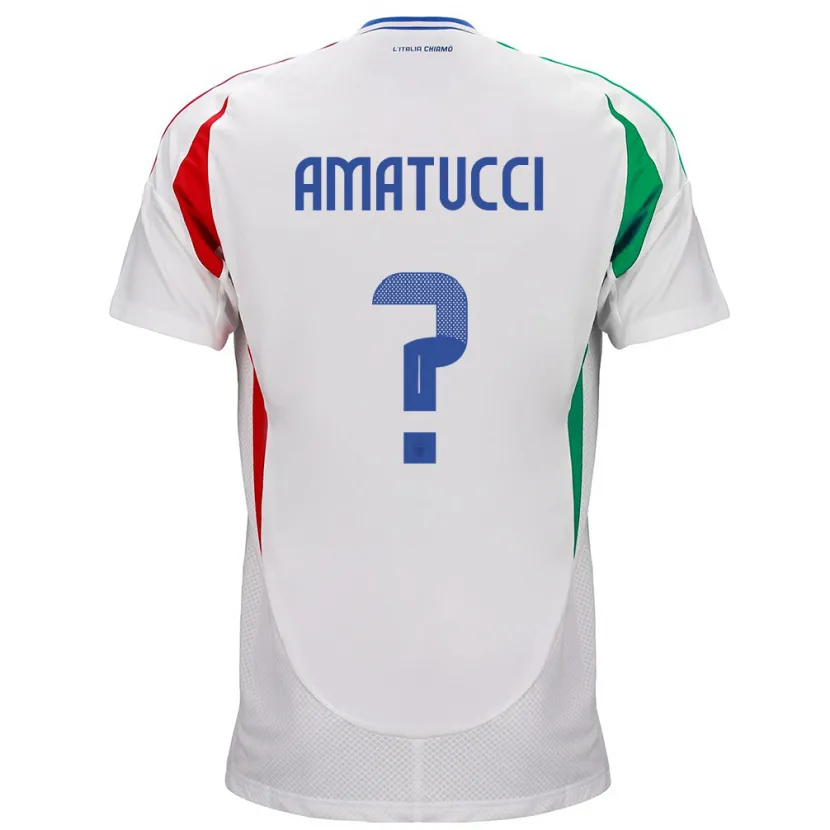 Danxen Femme Maillot Italie Lorenzo Amatucci #0 Blanc Tenues Extérieur 24-26 T-Shirt
