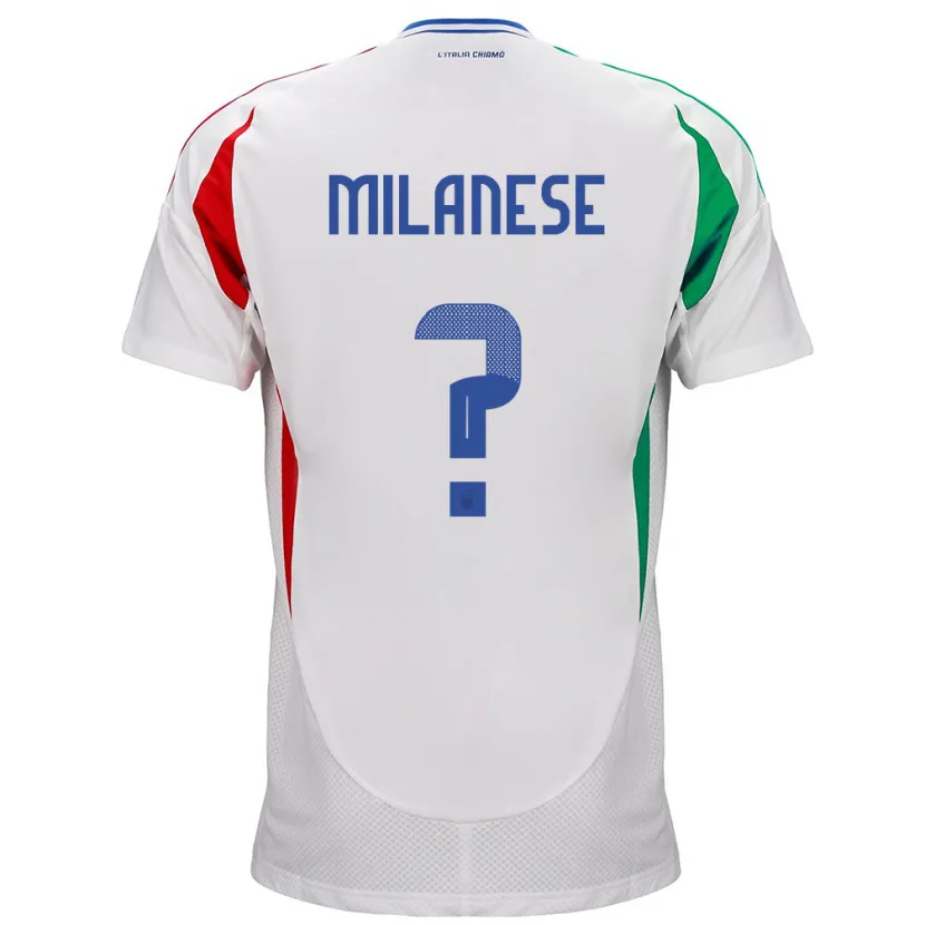 Danxen Femme Maillot Italie Tommaso Milanese #0 Blanc Tenues Extérieur 24-26 T-Shirt