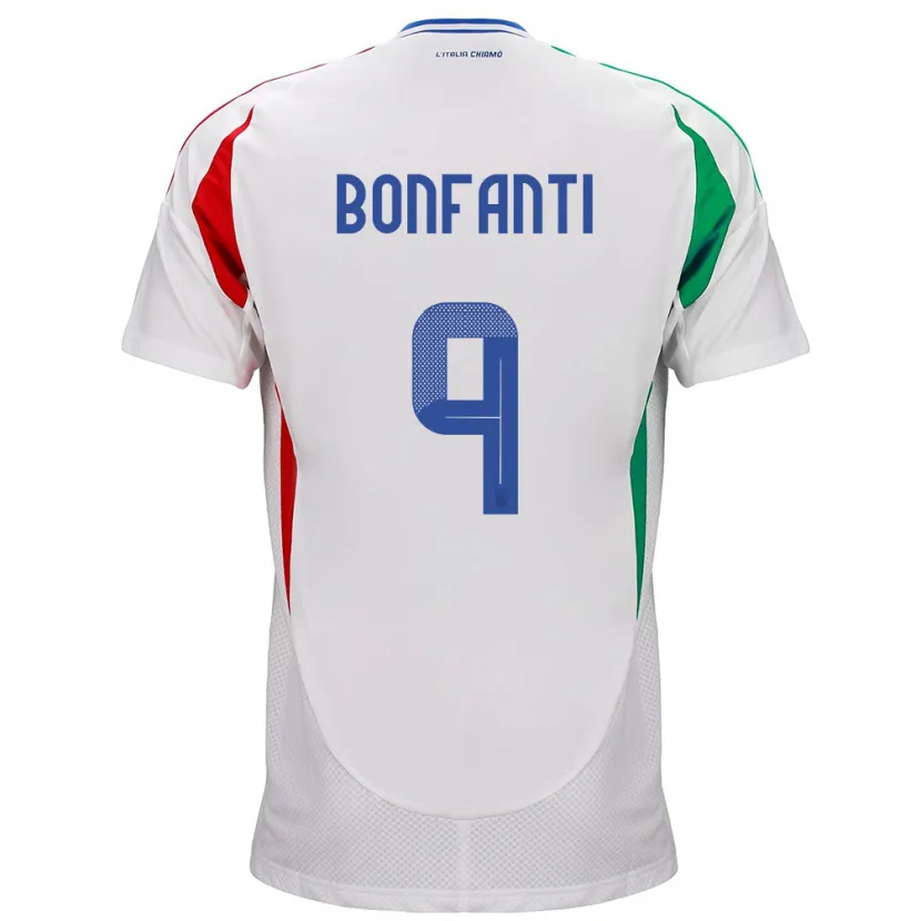 Danxen Femme Maillot Italie Nicholas Bonfanti #9 Blanc Tenues Extérieur 24-26 T-Shirt