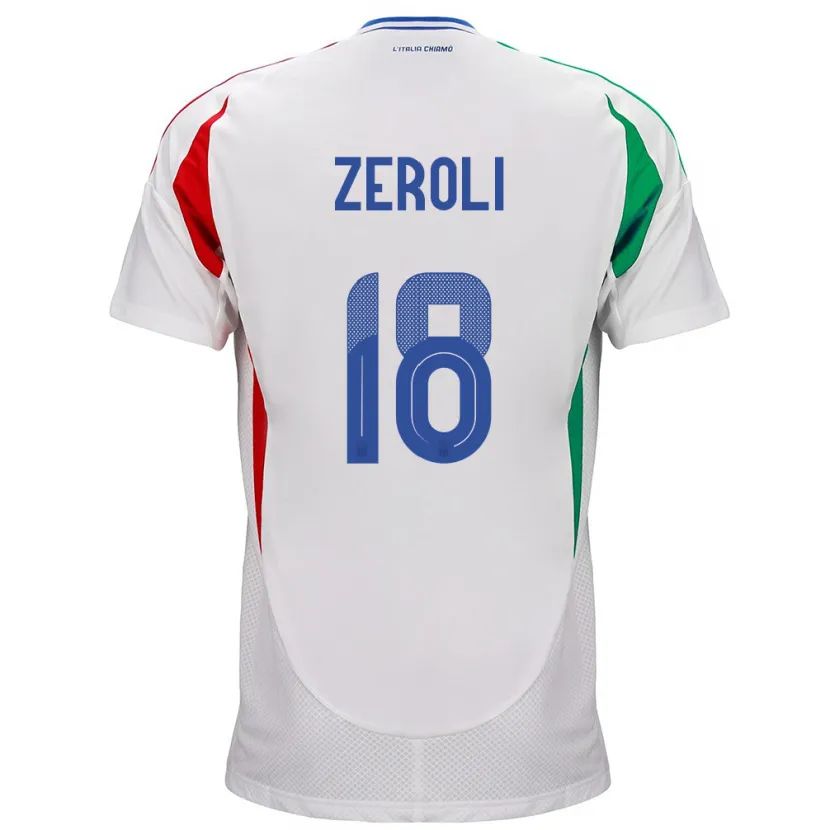 Danxen Femme Maillot Italie Kevin Zeroli #18 Blanc Tenues Extérieur 24-26 T-Shirt