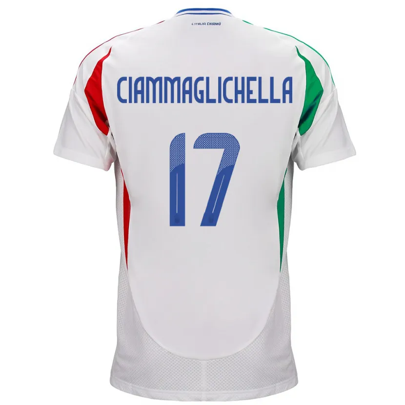 Danxen Femme Maillot Italie Aaron Ciammaglichella #17 Blanc Tenues Extérieur 24-26 T-Shirt