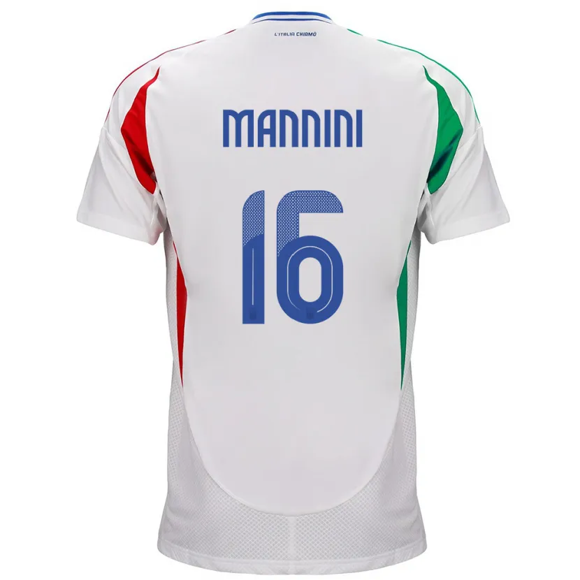 Danxen Femme Maillot Italie Mattia Mannini #16 Blanc Tenues Extérieur 24-26 T-Shirt