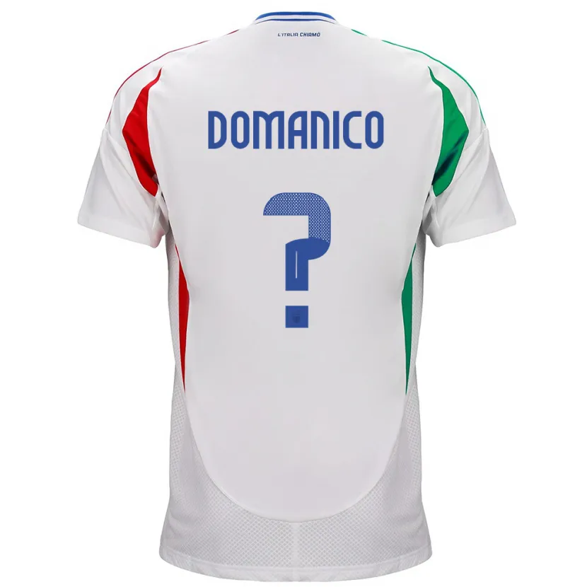 Danxen Femme Maillot Italie Saverio Domanico #0 Blanc Tenues Extérieur 24-26 T-Shirt