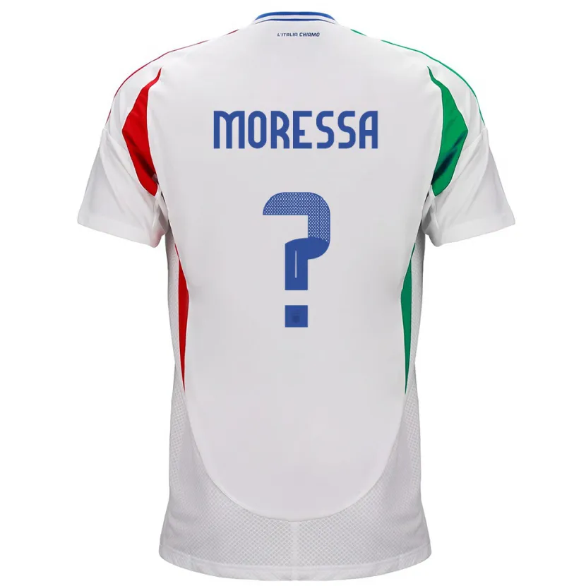 Danxen Femme Maillot Italie Kevin Moressa #0 Blanc Tenues Extérieur 24-26 T-Shirt