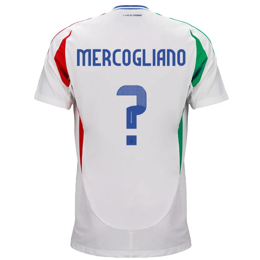 Danxen Femme Maillot Italie Mattia Mercogliano #0 Blanc Tenues Extérieur 24-26 T-Shirt