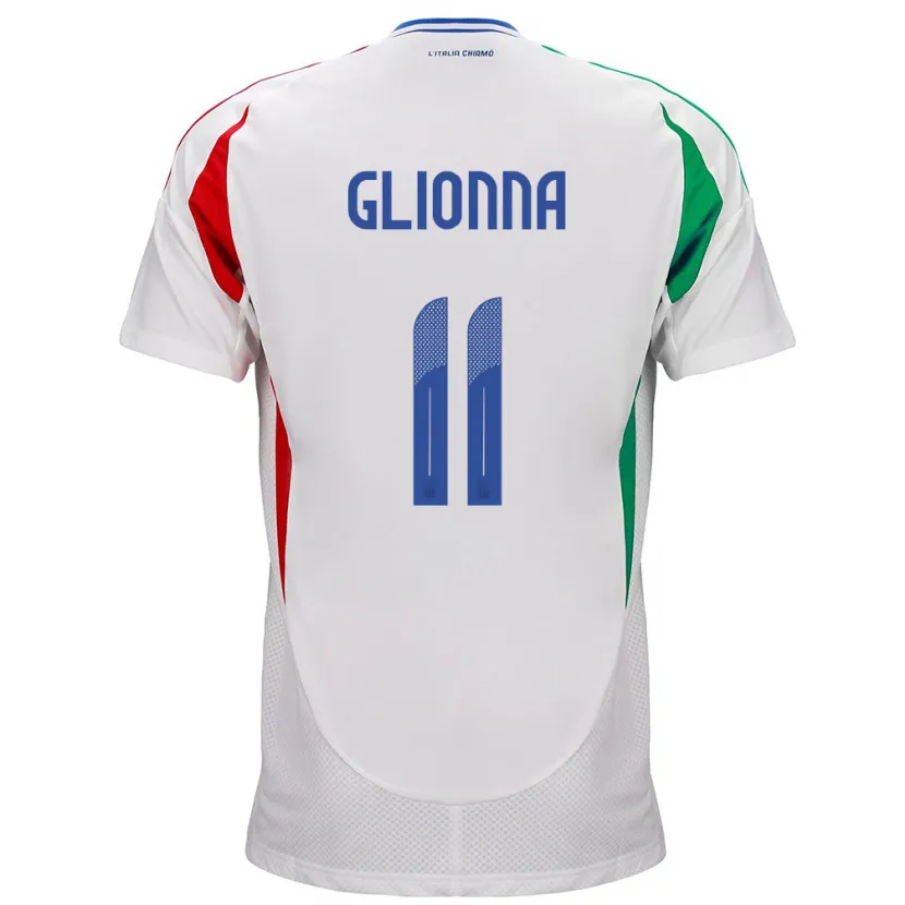 Danxen Femme Maillot Italie Benedetta Glionna #11 Blanc Tenues Extérieur 24-26 T-Shirt