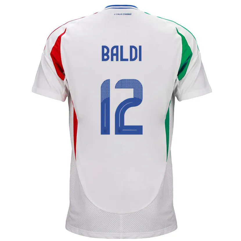 Danxen Femme Maillot Italie Rachele Baldi #12 Blanc Tenues Extérieur 24-26 T-Shirt