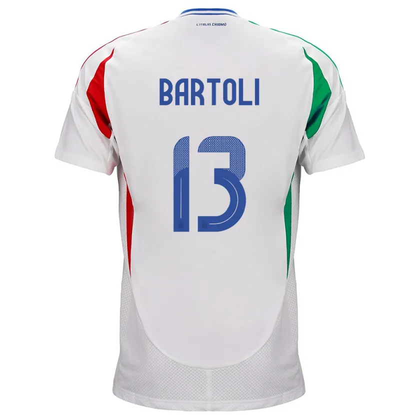 Danxen Femme Maillot Italie Elisa Bartoli #13 Blanc Tenues Extérieur 24-26 T-Shirt