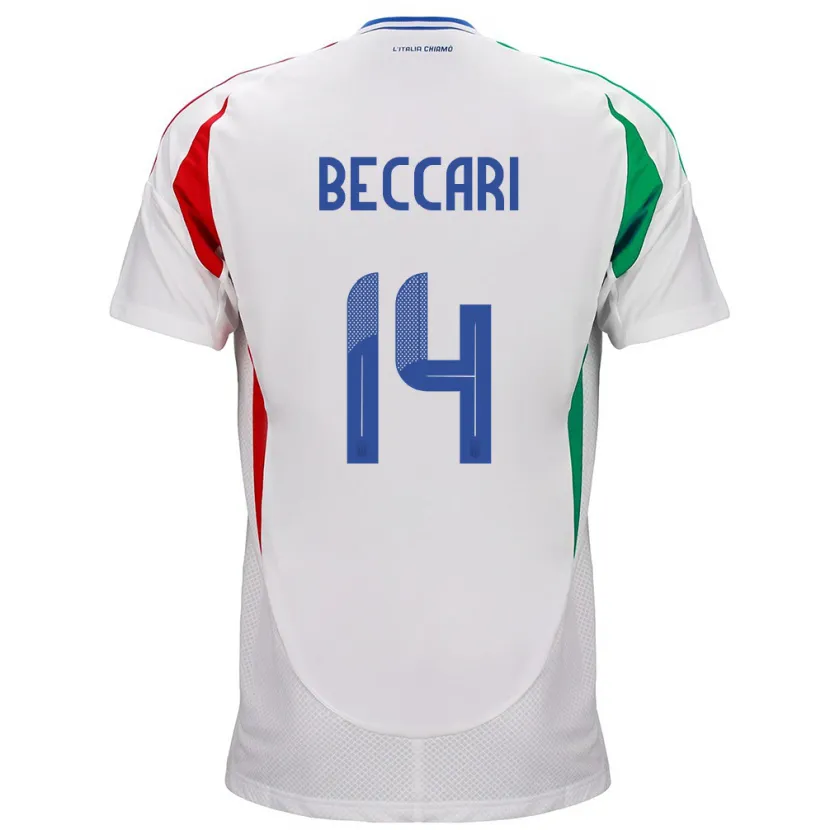 Danxen Femme Maillot Italie Chiara Beccari #14 Blanc Tenues Extérieur 24-26 T-Shirt