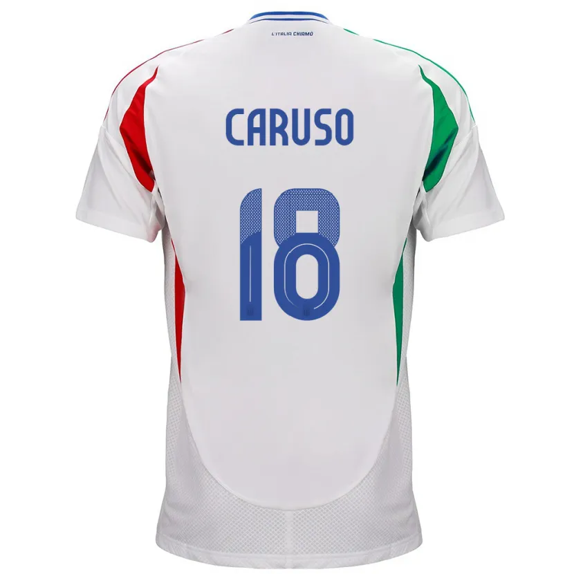 Danxen Femme Maillot Italie Arianna Caruso #18 Blanc Tenues Extérieur 24-26 T-Shirt