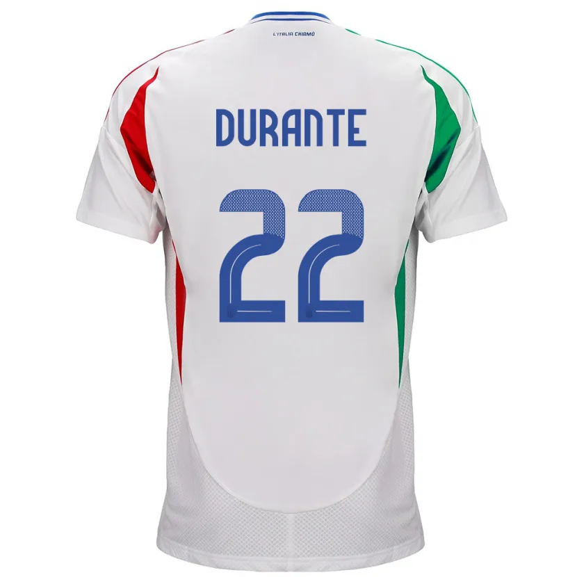 Danxen Femme Maillot Italie Francesca Durante #22 Blanc Tenues Extérieur 24-26 T-Shirt