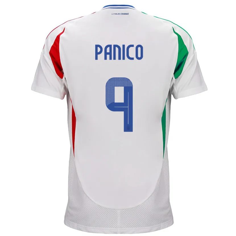 Danxen Femme Maillot Italie Patrizia Panico #9 Blanc Tenues Extérieur 24-26 T-Shirt