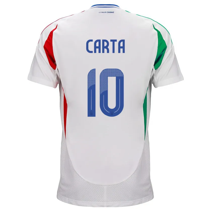 Danxen Femme Maillot Italie Antonella Carta #10 Blanc Tenues Extérieur 24-26 T-Shirt