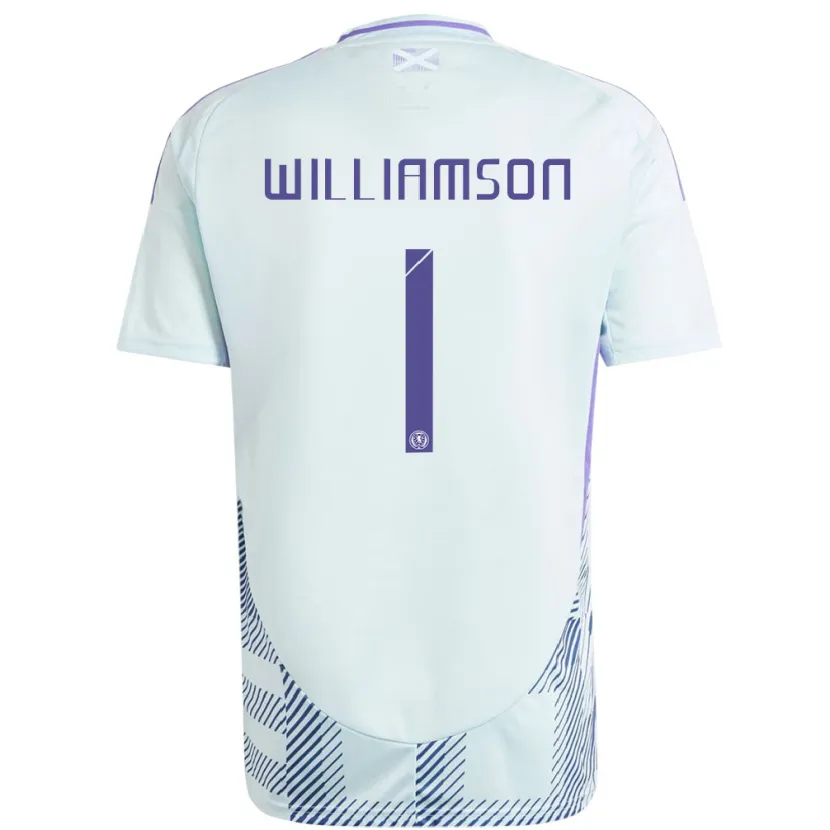 Danxen Femme Maillot Écosse Woody Williamson #1 Bleu Menthe Clair Tenues Extérieur 24-26 T-Shirt