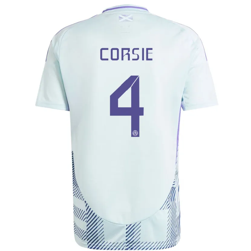 Danxen Femme Maillot Écosse Rachel Corsie #4 Bleu Menthe Clair Tenues Extérieur 24-26 T-Shirt