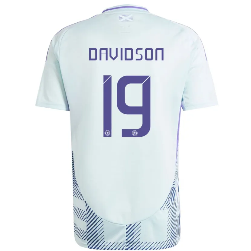 Danxen Femme Maillot Écosse Lauren Davidson #19 Bleu Menthe Clair Tenues Extérieur 24-26 T-Shirt