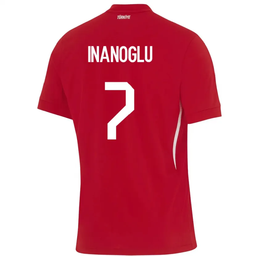 Danxen Femme Maillot Turquie Kaan İnanoğlu #7 Rouge Tenues Extérieur 24-26 T-Shirt