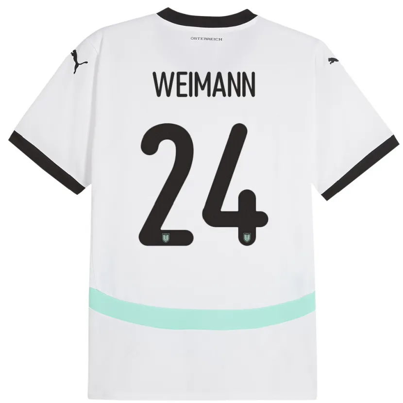 Danxen Femme Maillot Autriche Andreas Weimann #24 Blanc Tenues Extérieur 24-26 T-Shirt