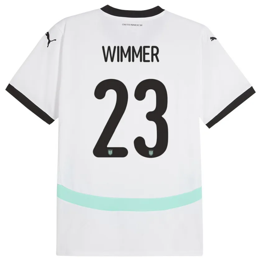 Danxen Femme Maillot Autriche Patrick Wimmer #23 Blanc Tenues Extérieur 24-26 T-Shirt