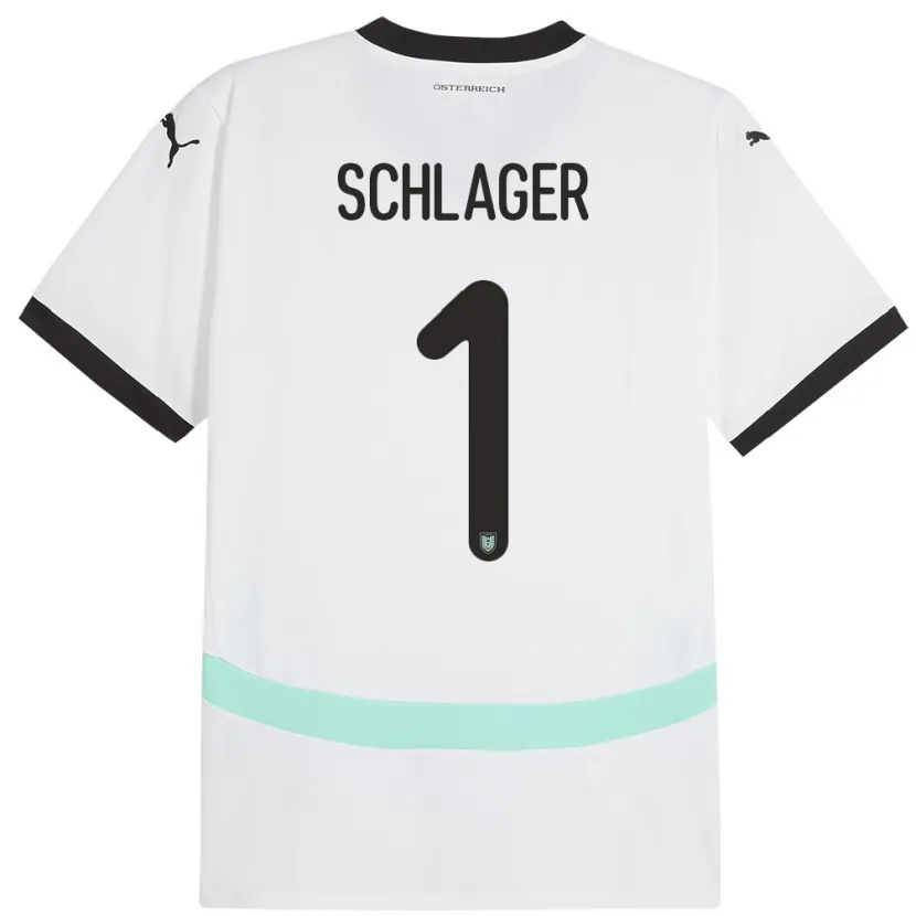 Danxen Femme Maillot Autriche Alexander Schlager #1 Blanc Tenues Extérieur 24-26 T-Shirt