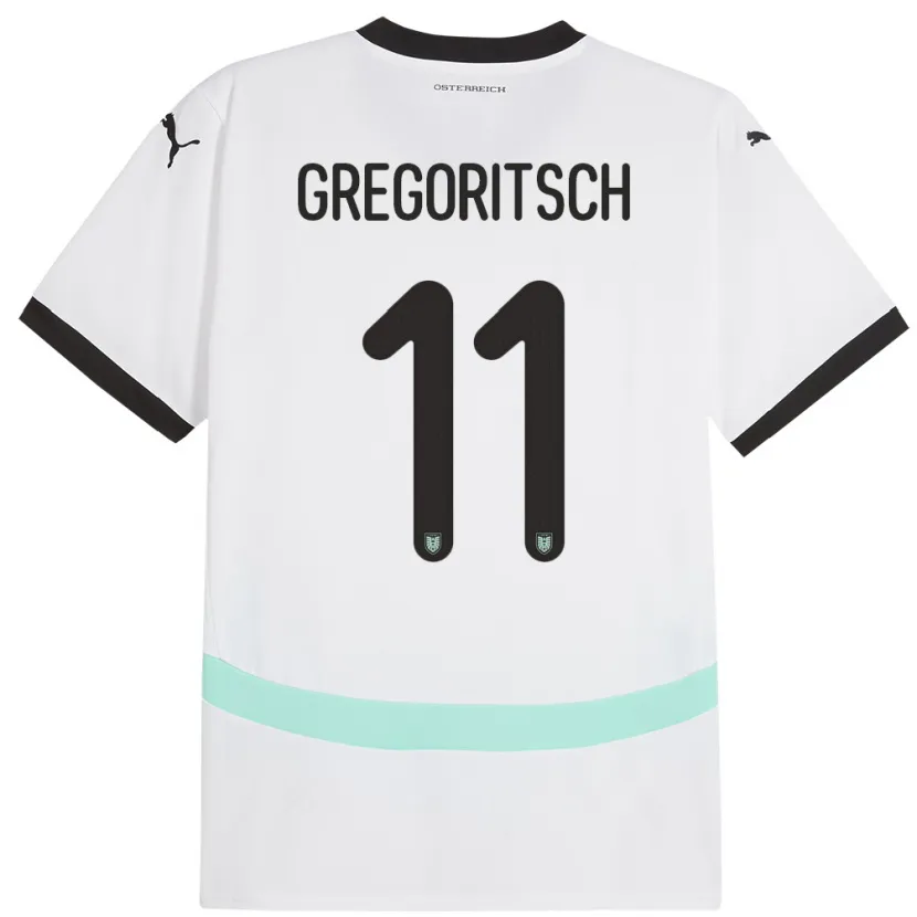 Danxen Femme Maillot Autriche Michael Gregoritsch #11 Blanc Tenues Extérieur 24-26 T-Shirt