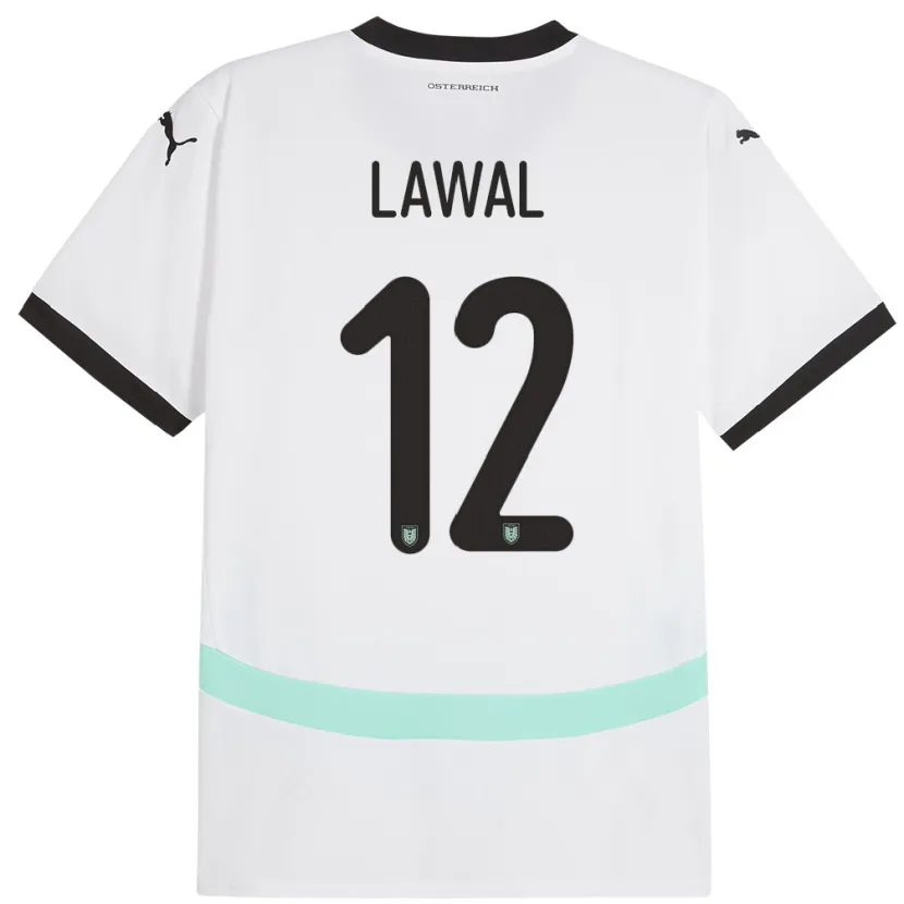Danxen Femme Maillot Autriche Tobias Lawal #12 Blanc Tenues Extérieur 24-26 T-Shirt