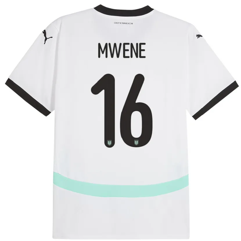 Danxen Femme Maillot Autriche Phillipp Mwene #16 Blanc Tenues Extérieur 24-26 T-Shirt
