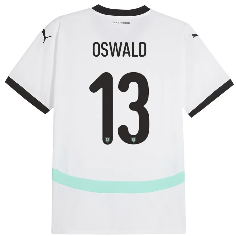Danxen Femme Maillot Autriche Moritz Oswald #13 Blanc Tenues Extérieur 24-26 T-Shirt