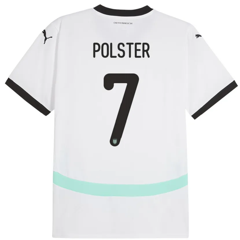 Danxen Femme Maillot Autriche Manuel Polster #7 Blanc Tenues Extérieur 24-26 T-Shirt