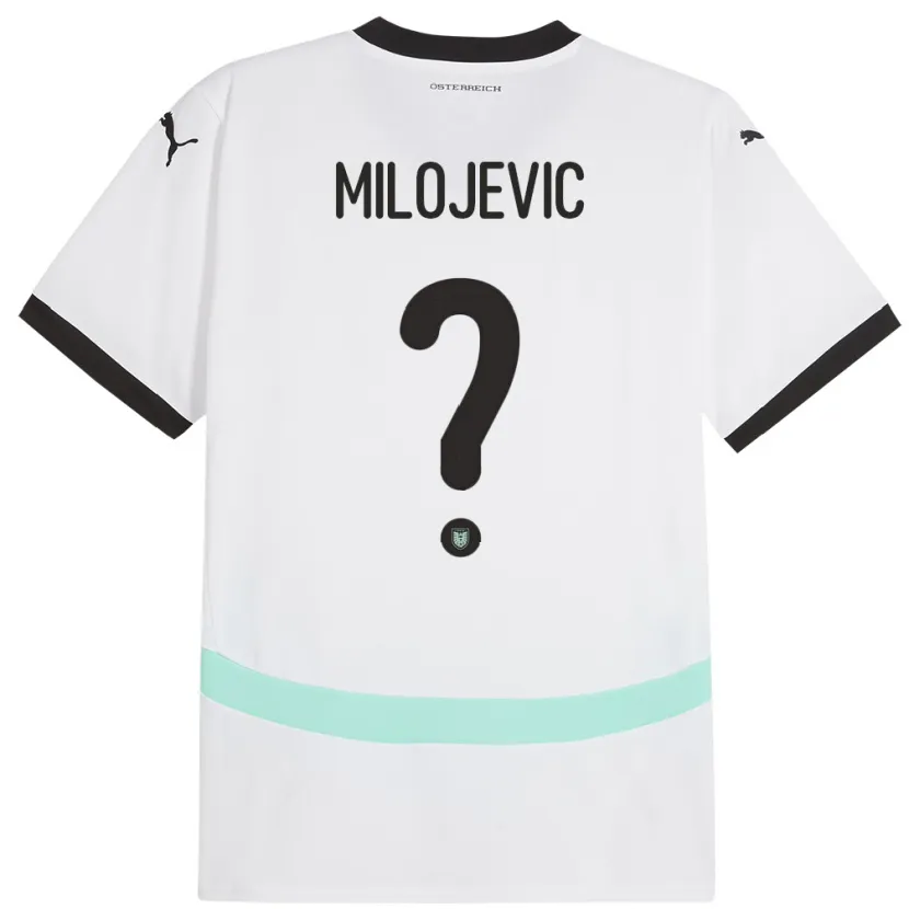 Danxen Femme Maillot Autriche Filip Milojevic #0 Blanc Tenues Extérieur 24-26 T-Shirt